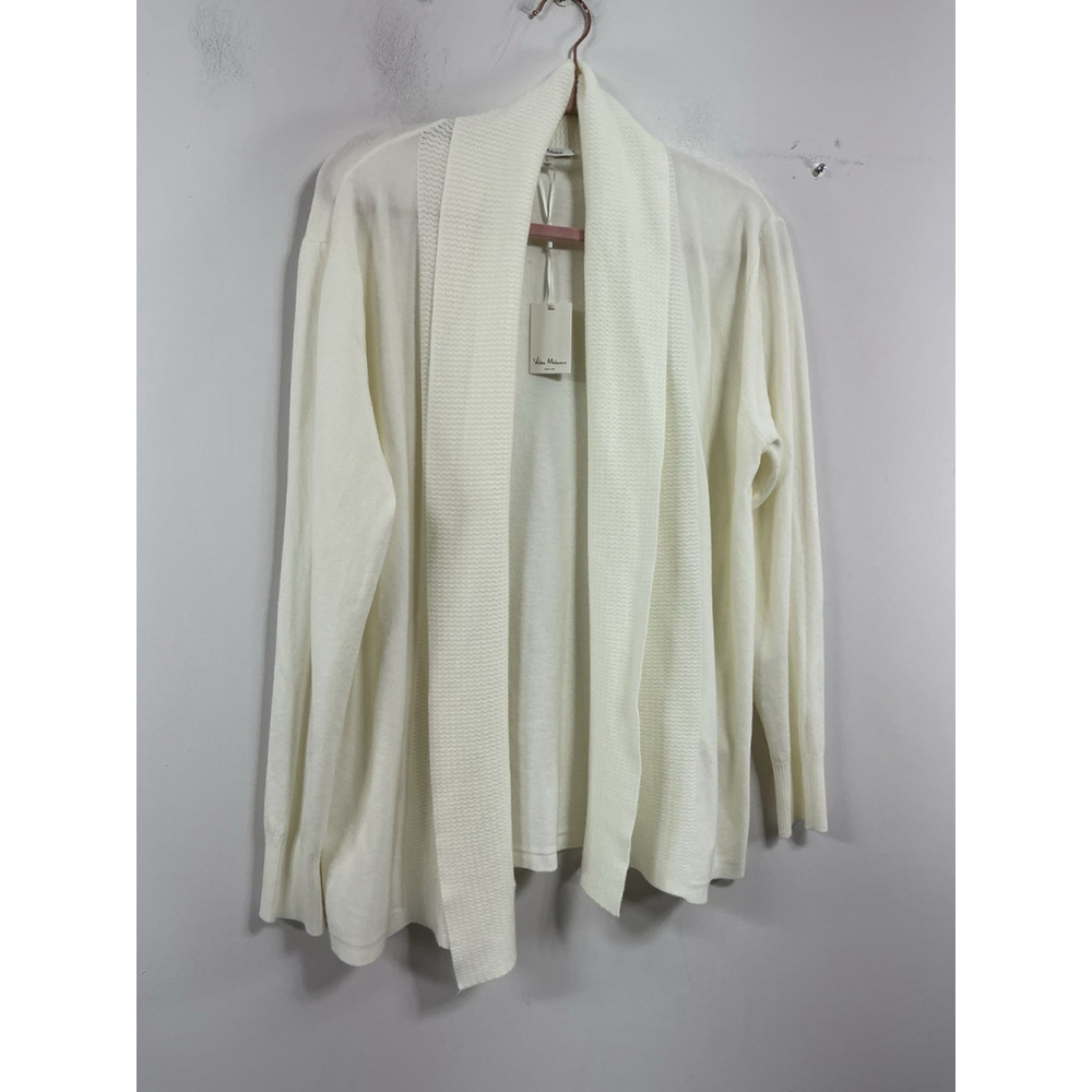 Womans Villa Milano Long Sleeve Open Front Cardigan Sweater Large Ivory NWT